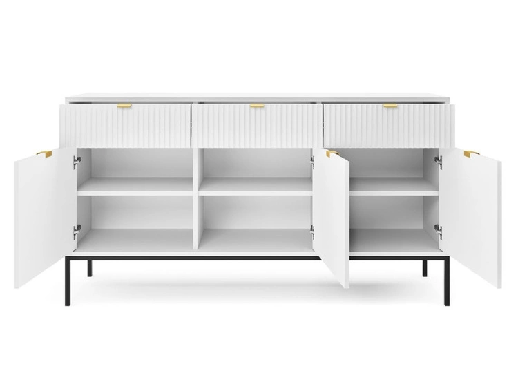 Kommode mit Türen und Schubladen Amber Weiß, Schwarz Frame