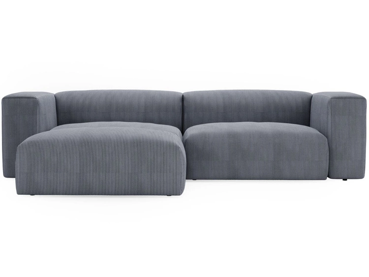 Ecksofa L-Form Links Moderne Cord Ecksofa Landi Grau