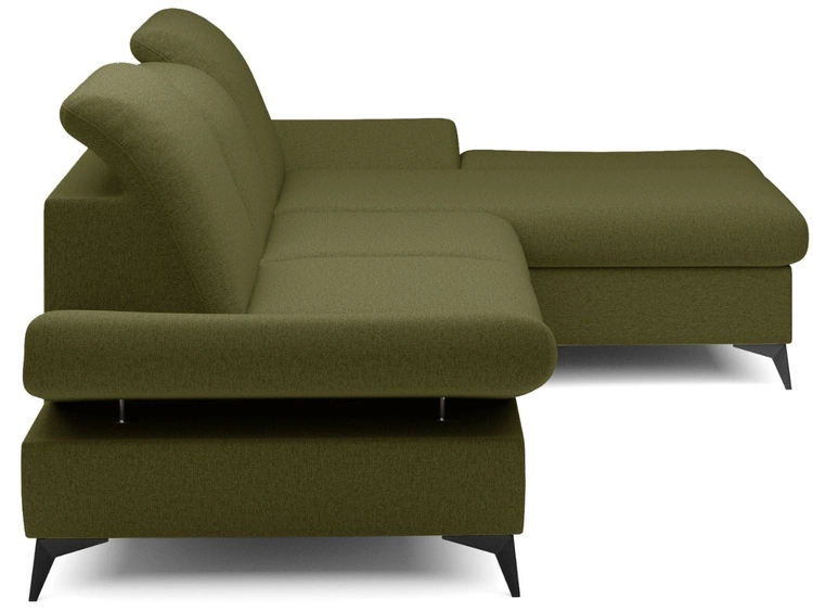 Ecksofa L-Form Rechts mit Schlaffunktion und Bettkasten Hannover Dunkelgrün