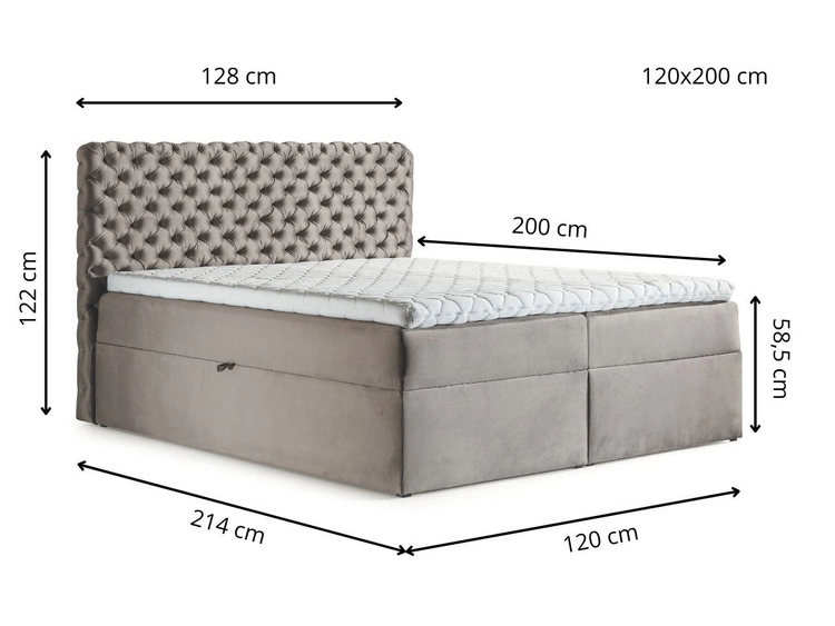 Boxspringbett mit Bettkasten 120x200 Cleo Rot