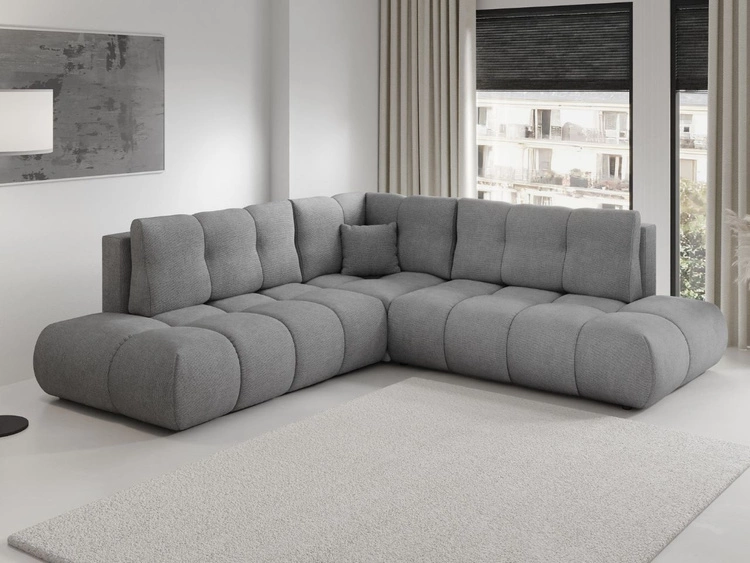 Ecksofa mit Schlaffunktion und Bettkasten Links Kair Grau