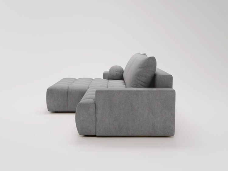 Ecksofa L-Form mit Schlaffunktion und Bettkasten Havi Links Grau