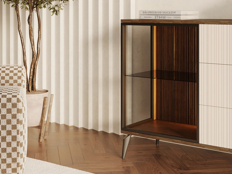 Kommode mit Türen und Schubladen Vinni Dunkler Walnuss Cashmere