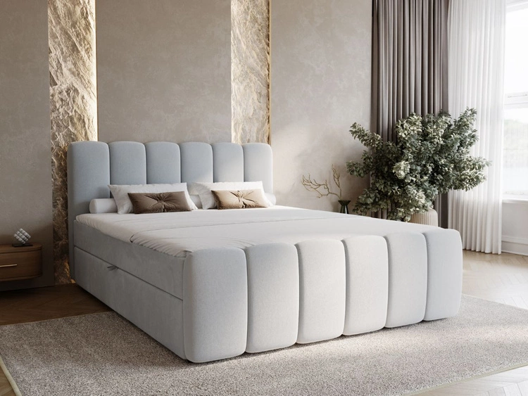 Boxspringbett mit Bettkasten 140x200 Cloud Grau