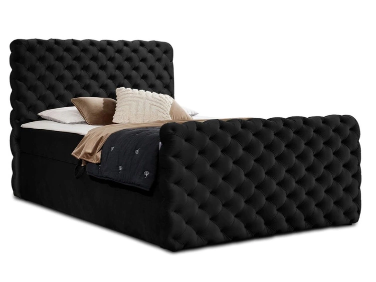 Boxspringbett mit Bettkasten 120x200 Cleo Lux Schwarz