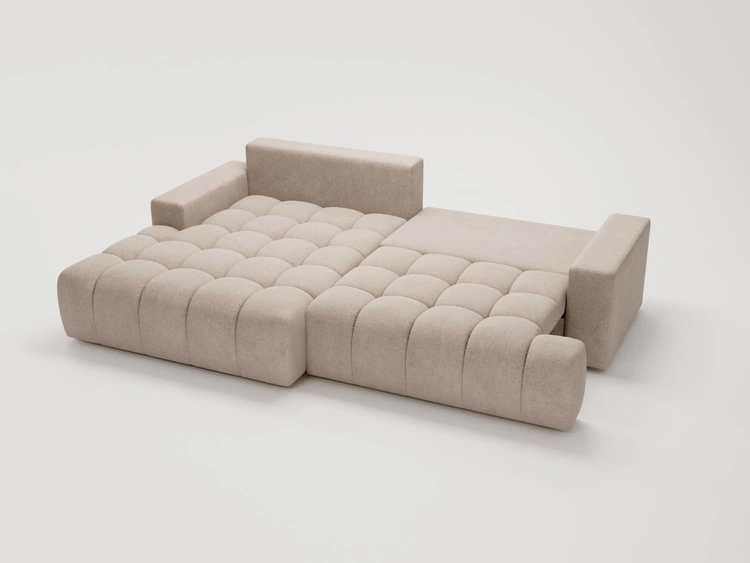 Ecksofa L-Form mit Schlaffunktion und Bettkasten Havi Links Beige