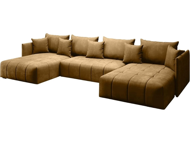 Wohnlandschaft mit Schlaffunktion und Bettkasten Ardi U Gelb