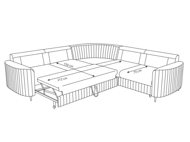 Ecksofa L-Form Rechts mit Schlaffunktion und Bettkasten Limon Dunkelblau