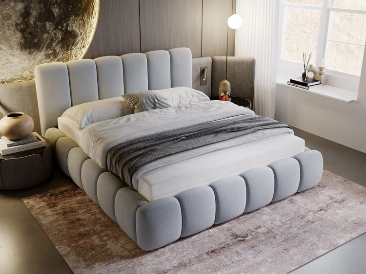 Polsterbett mit Bettkasten und Lattenrost 120x200 Cloud Hellgrau