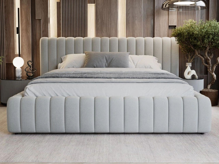 Polsterbett mit Bettkasten und Lattenrost 120x200 Bliss Grau