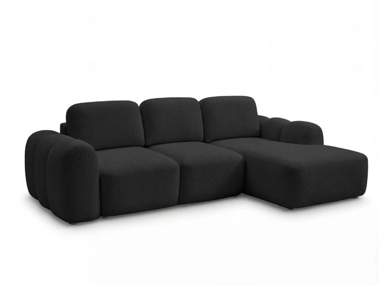 Ecksofa L-Form mit Schlaffunktion und Bettkasten Avelin Rechts Schwarz