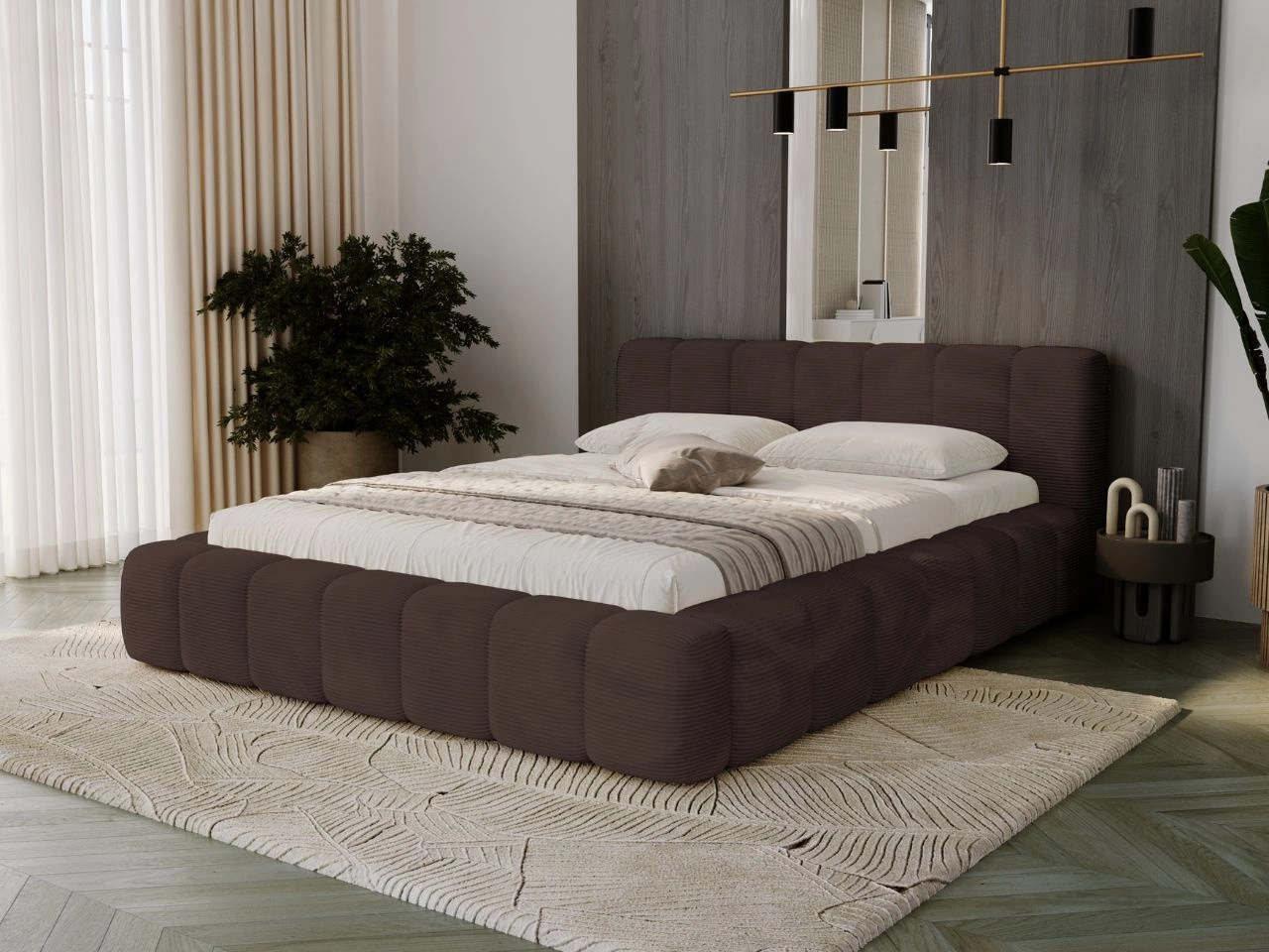 Polsterbett mit Bettkasten und Lattenrost 140x200 Ibiza Braun