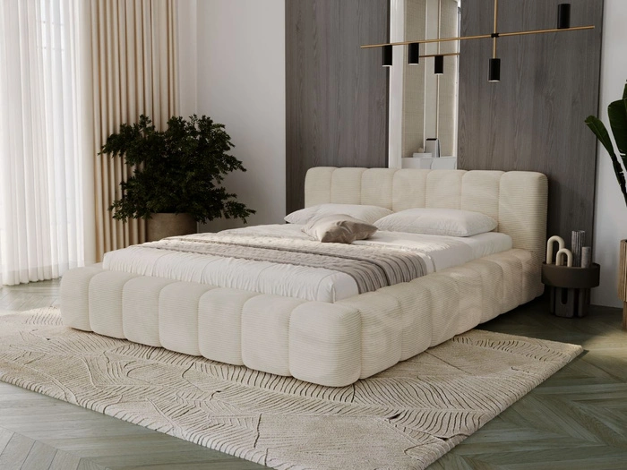 Polsterbett mit Bettkasten und Lattenrost 160x200 Ibiza Creme