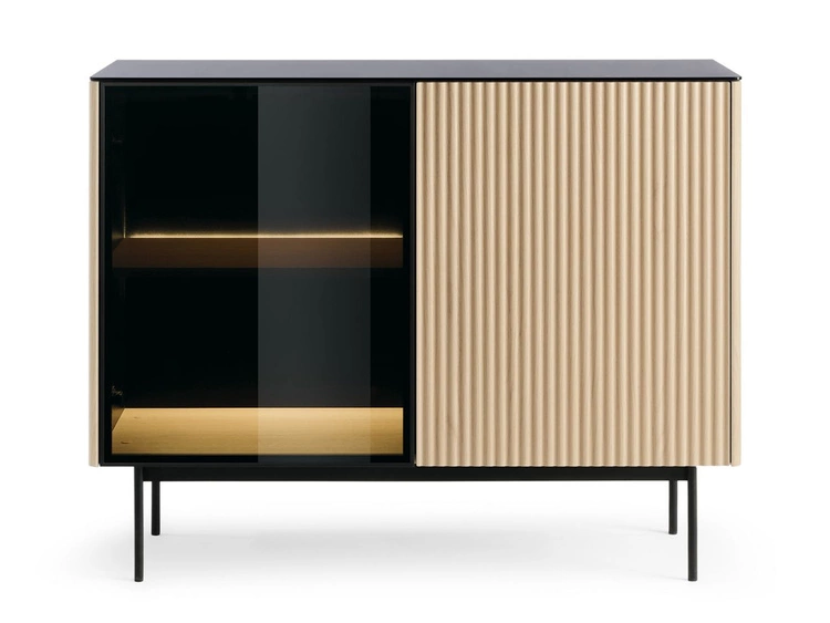 Kommode mit LED-Beleuchtung, 2 Türen Auroé Eiche Vicenza