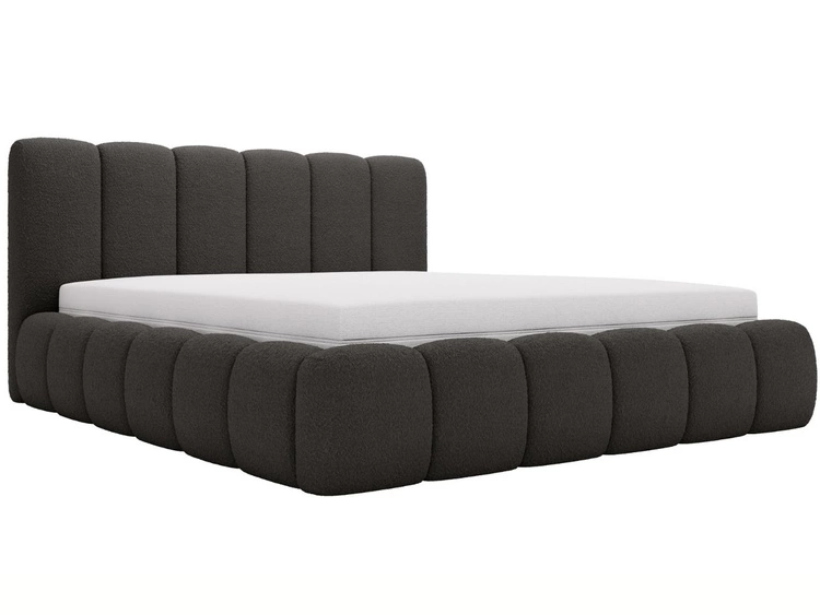 Polsterbett mit Bettkasten und Lattenrost 140x200 Cloud Bouclé-Stoff Schwarz