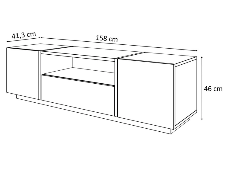 TV-Lowboard im Loft-Stil, zweitürig mit Schublade Lunelie Flagstaff-Eiche
