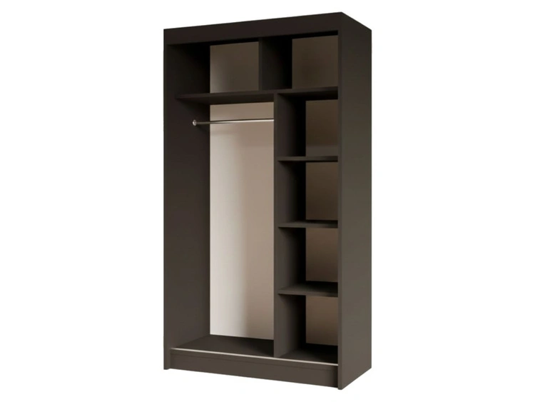 Schiebetürenschrank mit geriffelter Front und Spiegel 120 cm Fano Schwarz