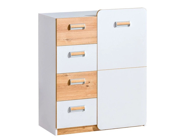 Kommode 80 cm mit Schubladen für ein Jugendzimmer Lindo Weiß, Nash Eiche