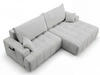 Ecksofa L-Form mit Schlaffunktion und Bettkasten Tulio Rechts Grau