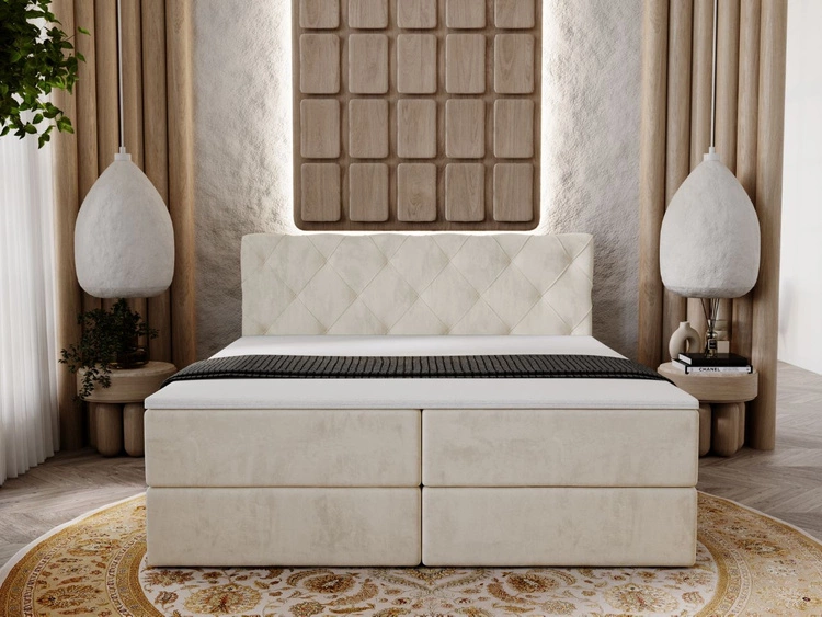 Boxspringbett mit Bettkasten 180x200 Napoli Beige