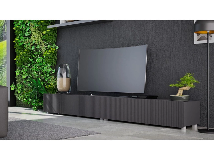 Set mit zwei TV-Lowboard mit Türen 150 cm Kioto Schwarz matt