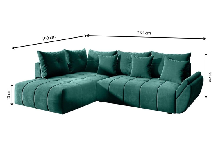 Ecksofa L-Form mit Schlaffunktion und Bettkasten Genoa Dunkelblau