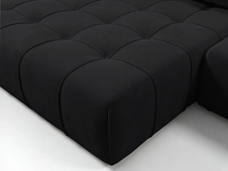 Ecksofa L-Form mit Schlaffunktion und Bettkasten Tulio Links Schwarz