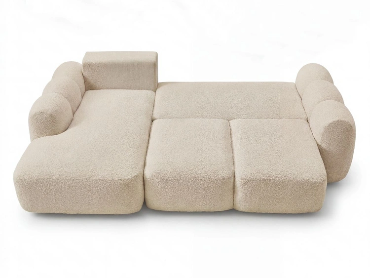 Ecksofa L-Form mit Schlaffunktion und Bettkasten Avelin Links Beige