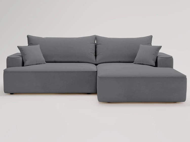 Ecksofa L-Form Rechts mit Schlaffunktion und Bettkasten California Grau