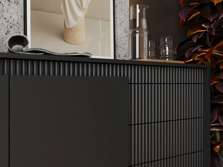 Kommode mit Türen und Schubladen 153 cm Sorano Schwarz