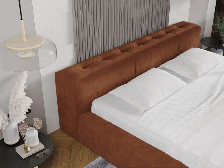 Polsterbett mit Bettkasten und Lattenrost 160x200 Lipari Braun