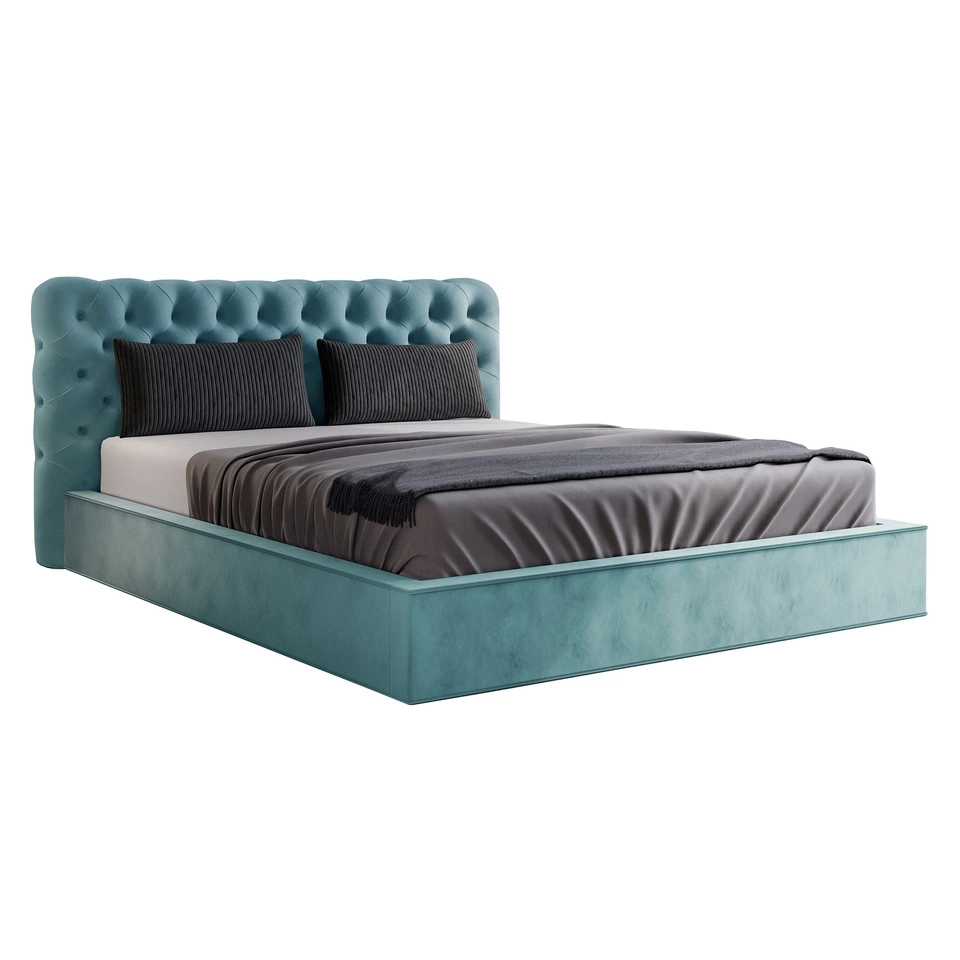 Chesterfield Polsterbett 160x200 Apollo - Hellblau