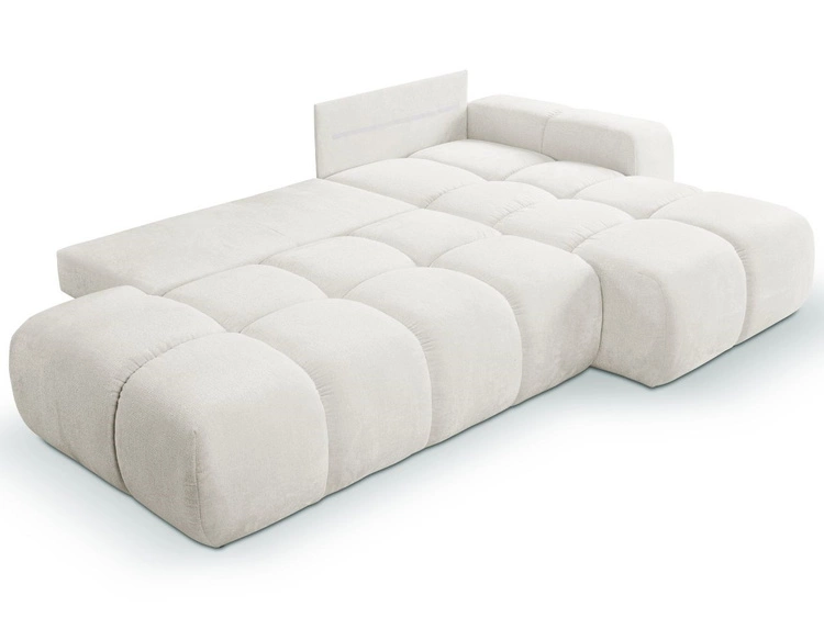 Ecksofa L-Form Rechts mit Schlaffunktion und Bettkasten Sile L Hellbeige