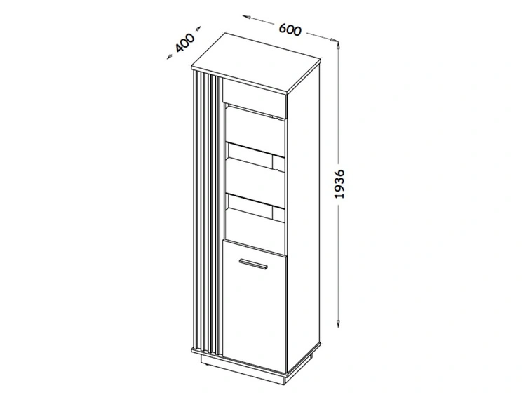 Standvitrine mit LED-Beleuchtung Lavero Wotan Eiche, Schwarz matt