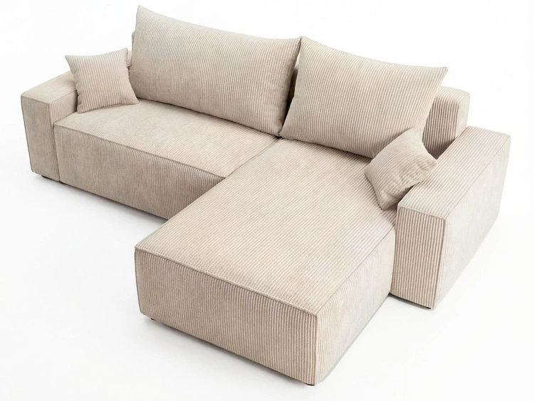 Ecksofa L-Form mit Schlaffunktion und Bettkasten Nivo Beige