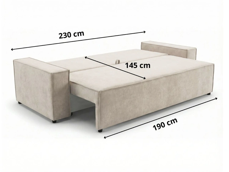 Schlafsofa mit Bettfunktion und Bettkasten Sivra Schwarz