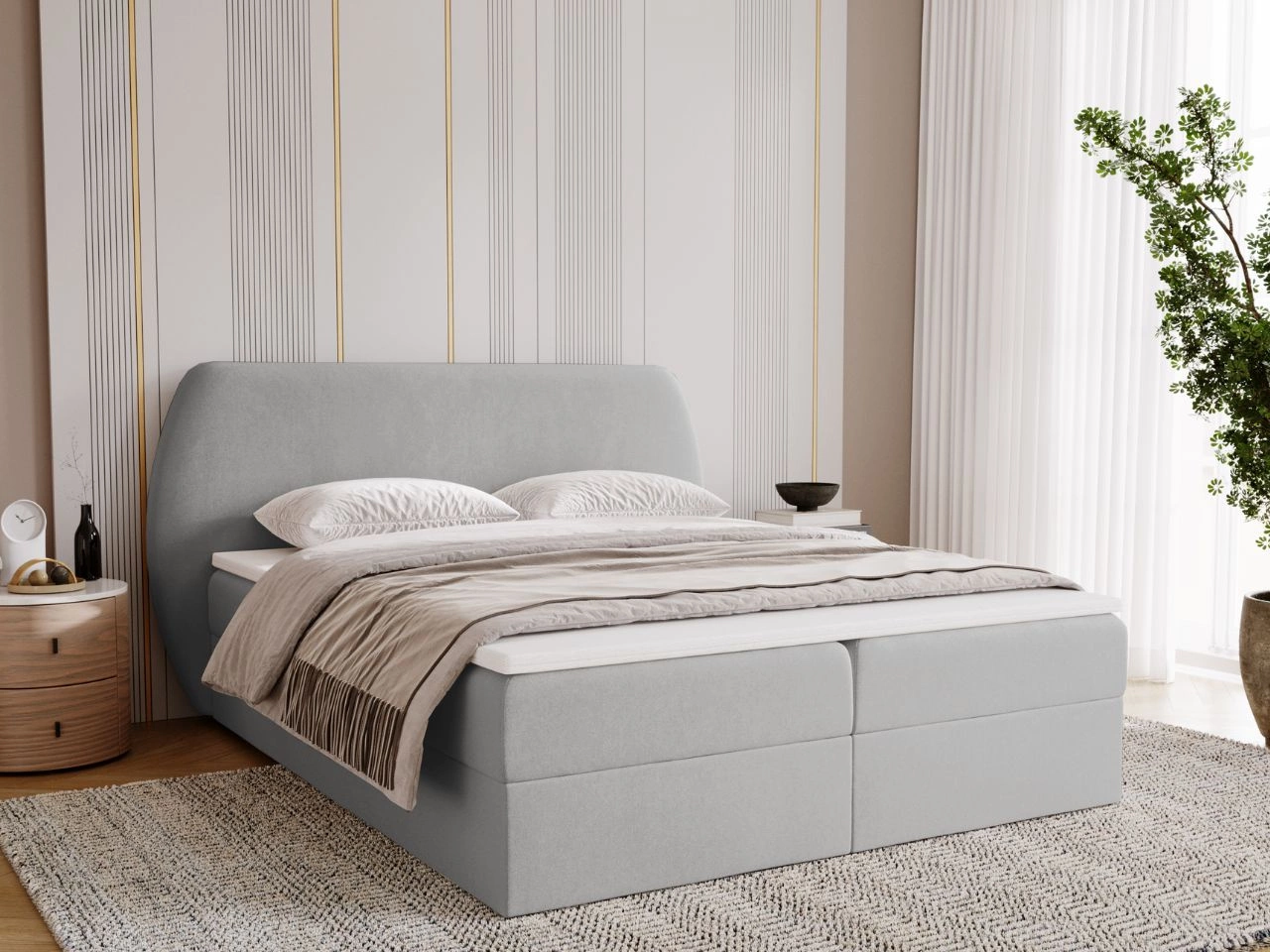 Boxspringbett mit Bettkasten 120x200 Bogota Hellgrau