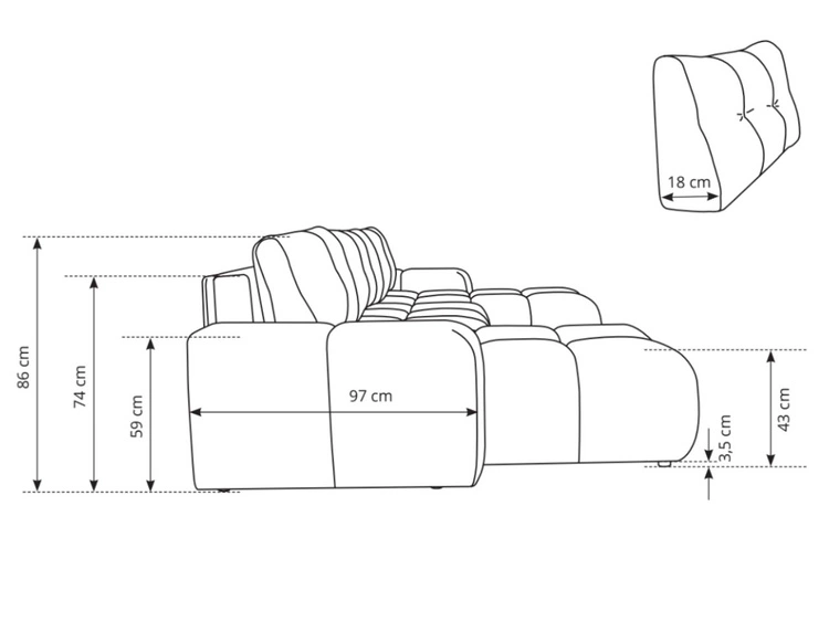 Wohnlandschaft mit Schlaffunktion und Bettkasten Sile U Hellrosa