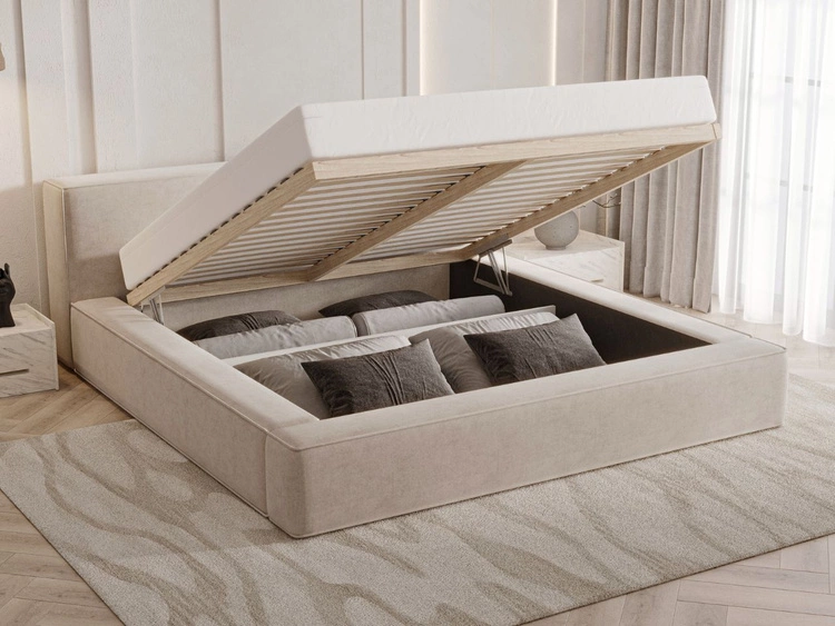 Polsterbett mit Bettkasten und Lattenrost 140x200 Mali Beige