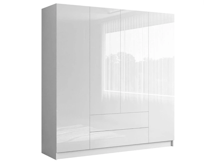 Kleiderschrank mit Drehtüren Ameli Weiß Hochglanz