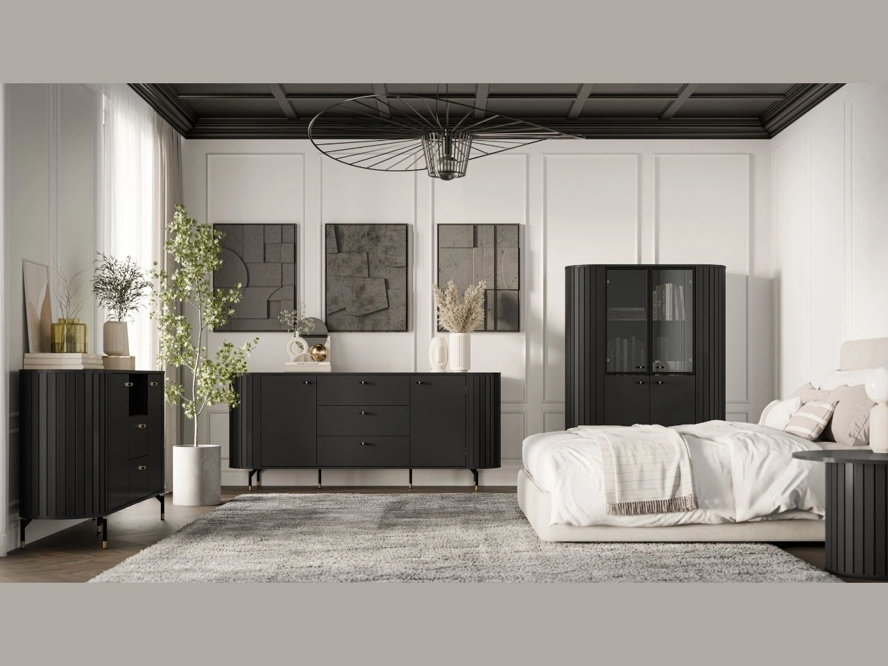 Möbelset für Schlafzimmer Soria Schwarz mat