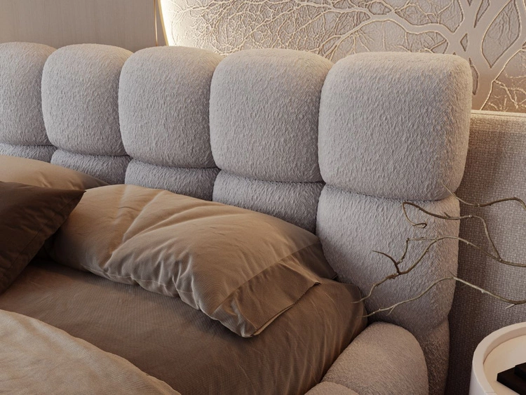 Polsterbett mit Bettkasten und Lattenrost 120x200 Modo aus Bouclé-Stoff Grau