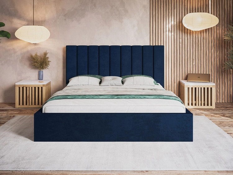 Polsterbett mit Bettkasten und Lattenrost 180x200 Sesto Dunkelblau