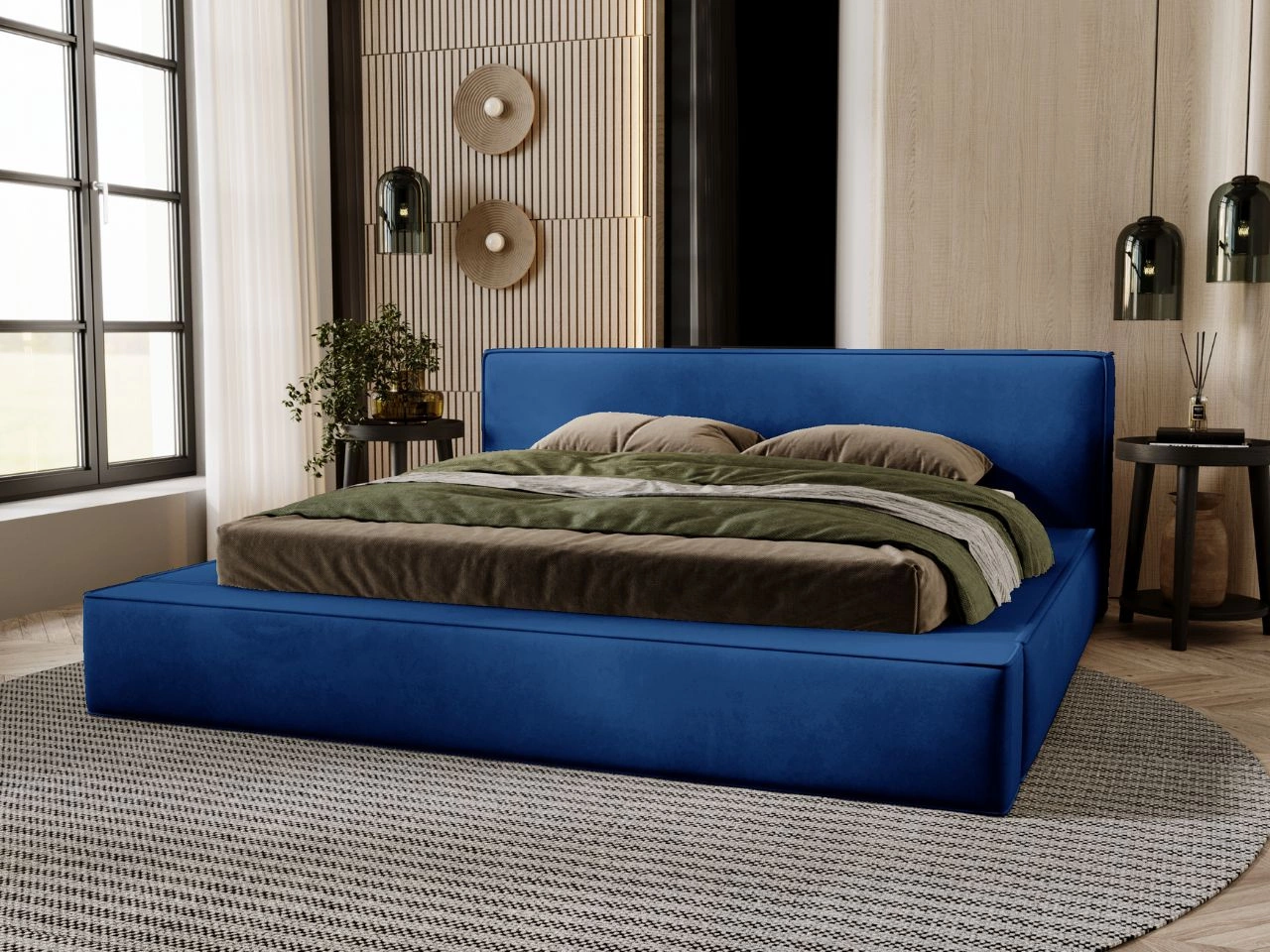 Polsterbett mit Bettkasten und Lattenrost 120x200 Mali Blau