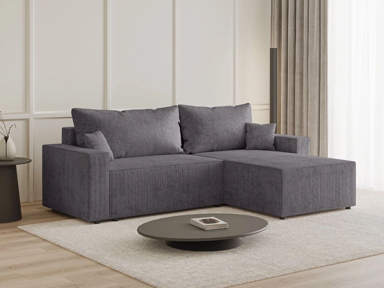 Ecksofa L-Form mit Schlaffunktion und Bettkasten Nivo Graphit