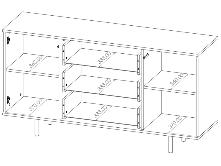 Kommode mit Türen und drei Schubladen Ankara Kaschmir
