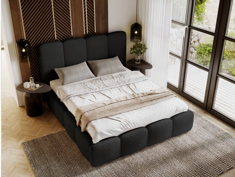 Polsterbett mit Bettkasten und Lattenrost 140x200 Galli Schwarz