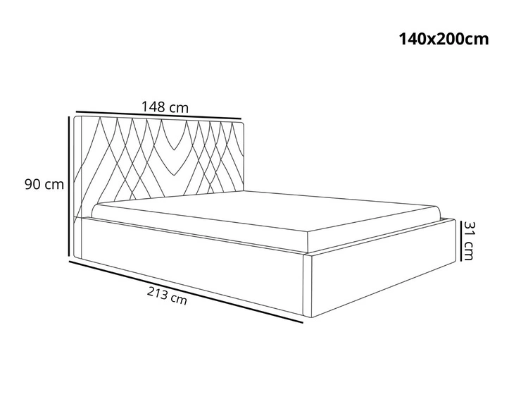 Polsterbett mit Bettkasten und Lattenrost 140x200 Andri Beige