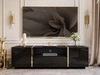 TV-Lowboard im Glamour-Stil, zweitürig mit Schublade Lunelie Schwarz Hochglanz
