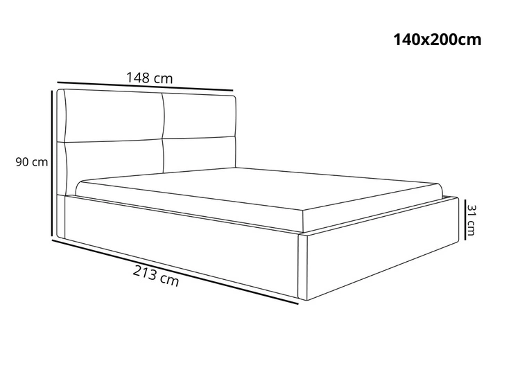 Polsterbett mit Bettkasten und Lattenrost 140x200 Marad Beige